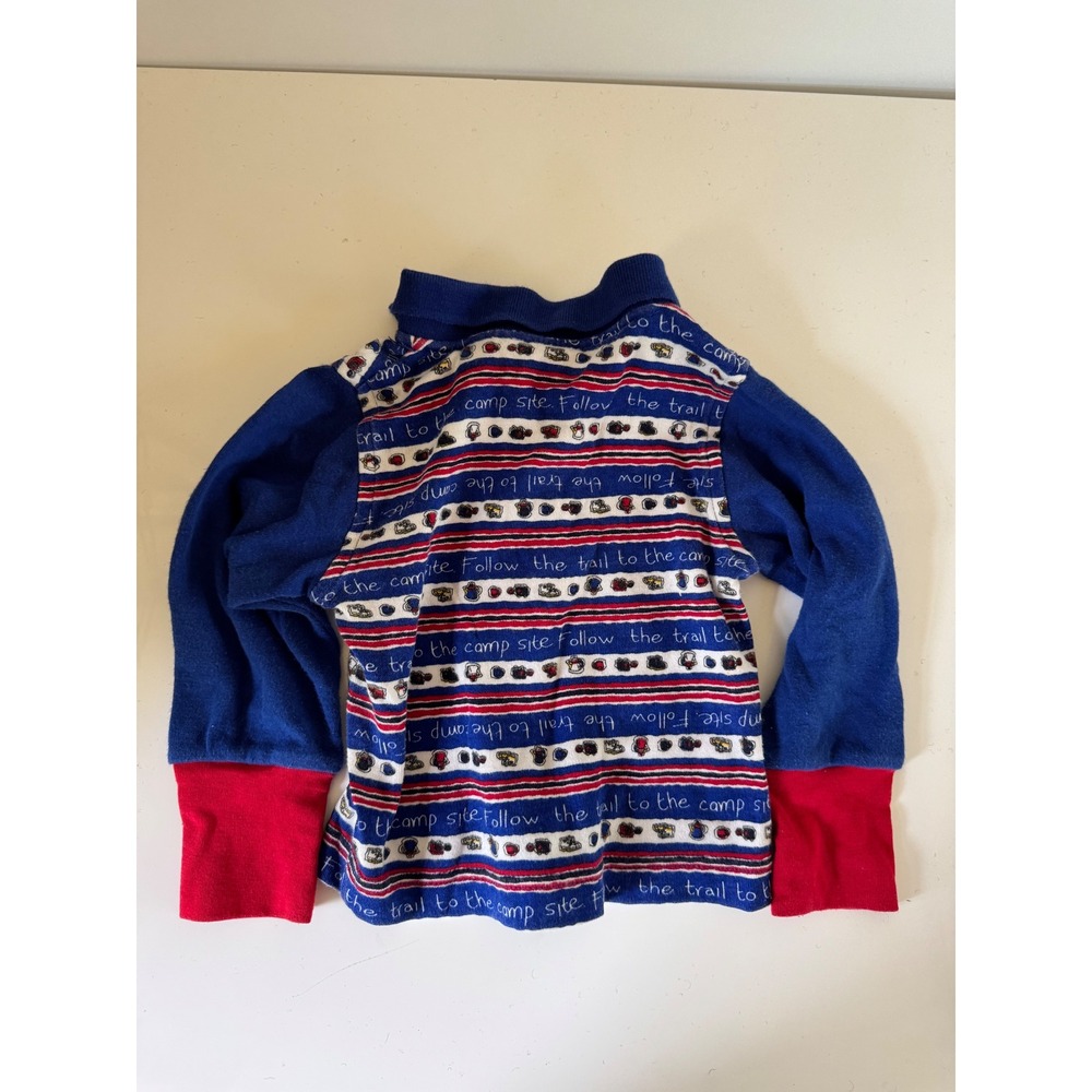 Vintage Mc Kids Denim Overalls and Shirt Set 18 Months Camp Site 90s Blue Red - Picture 5 of 8